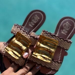 Rasteira De Palha Trançada