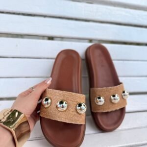 Papete Confort Palha Com Apliques Esféricos